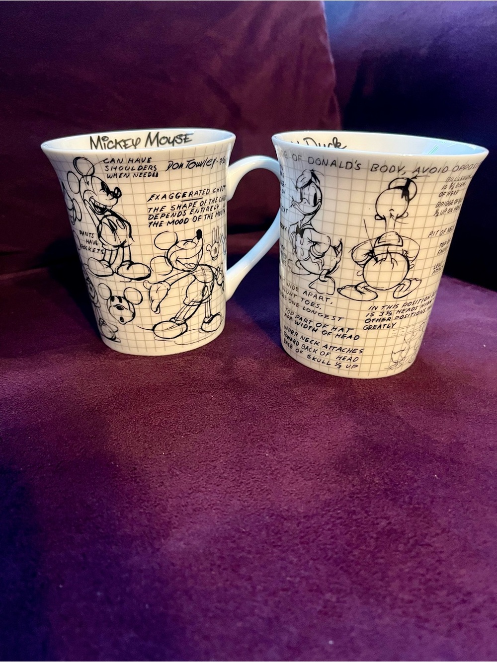Disney White and Black Sketch Mickey & Donald Ceramic Mug Set